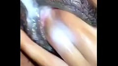 GF  fingering her lil creamy kitty hard Thumb