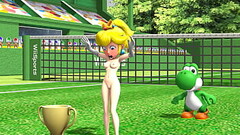 Super Mario (Nintendo) ENF CMNF MMD: Yoshi is hungry and eat all Princess Peach'_s clothes, show Thumb