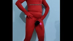 Zentai Devil red Spandex latex suit evil man Thumb