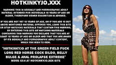 Hotkinkyjo at the green field fuck long red horse cock dildo, belly bulge &amp_ anal prolapse extrem Thumb