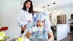 Lucky Guy Is Eager to Taster Asian Teen'_s Pussy on Breakfast - Thinasian Thumb