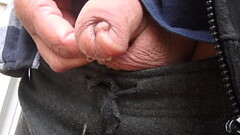 peeing outside with my pumped cock Thumb