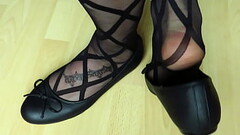 Andres Machado black leather ballet flats and pantyhose - shoeplay by Isabelle-Sandrine Thumb