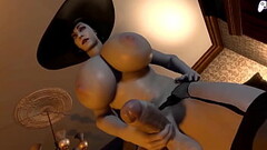 (4K) Lady Dimitrescu futa gets her big cock sucked by horny futanari girl and cum inside her|3D Hent Thumb