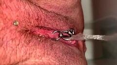 Pierced and Hired Pussy Pee and Asshole view and moving Thumb
