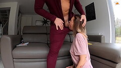Raw Guy Checks His Obedient Wife'_s Throat Depth Thumb