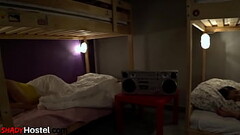 Hostel room sluts enjoy rimming 3some with lucky dude Thumb