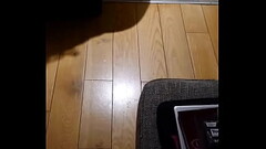 Wife working from home in satin nightgown Thumb