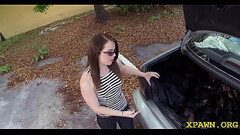 Dazzling lady gets off with big fang Thumb