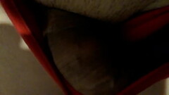 chubby sissy crossdresser in red panty mini dildo vib play Thumb