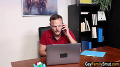 Pervy step daddy bangs step son in his office Thumb