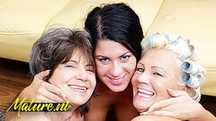 Horny Teen Rashina Invited a Lesbian Mature Couple Over For Hot Threesome Thumb