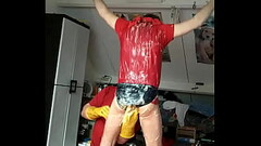 Me tied by friend Bram and covered in pudding, no nude. Thumb