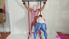 spandex covered slave and by his spandex master Thumb